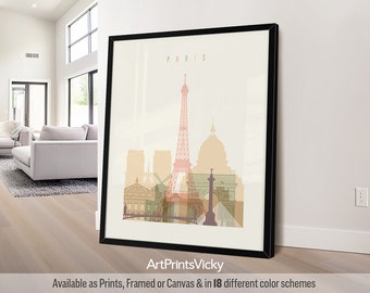 Paris Poster, Skyline Print, Paris Wall Art, for Homes, Offices, and Unique Travel Gifts | ArtPrintsVicky