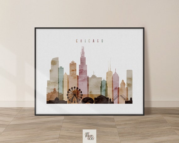 Pakket Burgerschap vluchtelingen Chicago kunst Chicago skyline Chicago print Chicago poster - Etsy Nederland