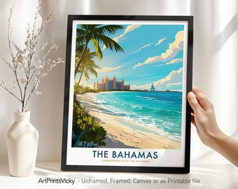 The Bahamas Travel Poster - Caribbean Print | Ocean Wall Art for Home Decor or Gift