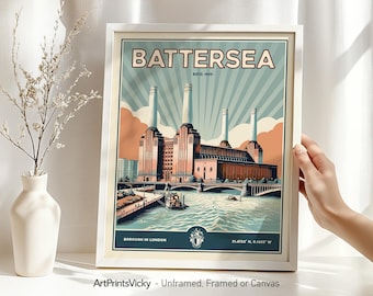London Battersea Power Station Print | London Poster Wall Art | Retro Decor for Home and Office | Travel Gift | Wall Hanging city prints