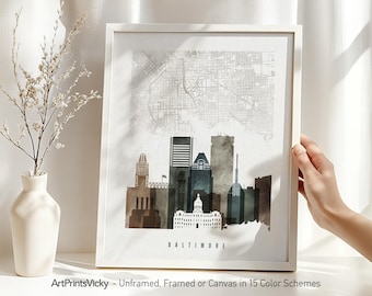 Baltimore Street Map Art Print - City Map & Skyline Poster | ArtPrintsVicky