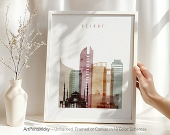 Beirut poster, wall art print, Lebanon Travel poster, City print, Travel gifts, Office decor | ArtPrintsVicky