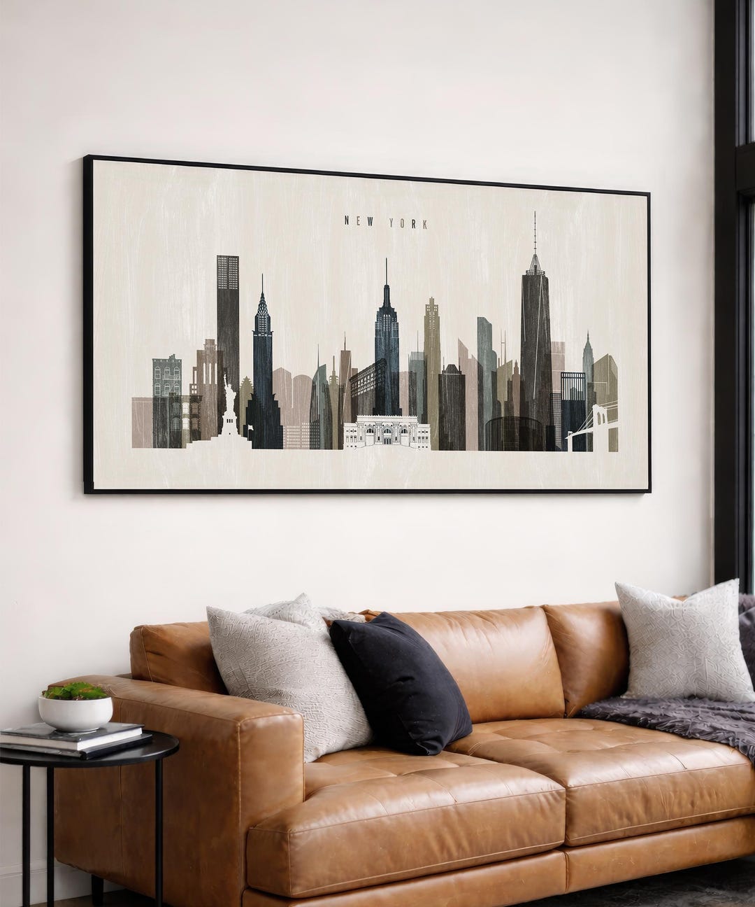 New York City Wall Art Print, Panoramic NYC Skyline Poster, Framed ...