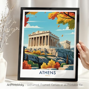 Athens Greece Travel Poster | Parthenon Athens Print | Wall Art Home Decor