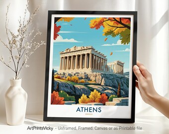 Athens Greece Travel Poster | Parthenon Athens Print | Wall Art Home Decor