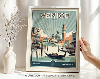 Venice print - Italy | Venice Wall Art Poster in Retro Style | Venice Gift | Decor for Home and Office |  ArtPrintsVicky