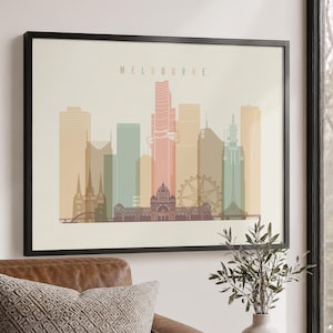 Lámina decorativa de Melbourne, pósteres de paisajes urbanos de Victoria, Australia, regalos de viaje imagen 1