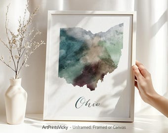 Ohio map poster print | Personalised gifts wall art | Decor for home and office | ArtPrintsVicky