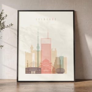 Belgrade Poster, Serbia Skyline Print, Wall Art Decor