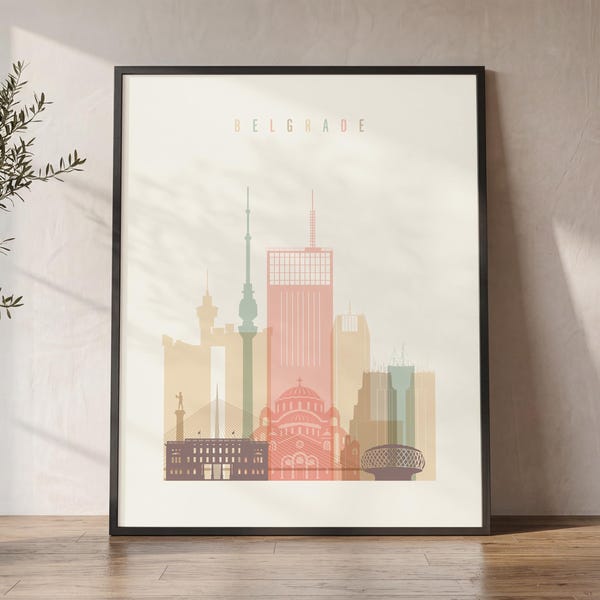 Belgrade Poster, Serbia Skyline Print, Wall Art Decor