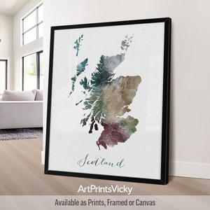 Scotland map poster print | Personalised gifts wall art | Decor for home and office | ArtPrintsVicky