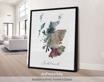 Scotland map poster print | Personalised gifts wall art | Decor for home and office | ArtPrintsVicky