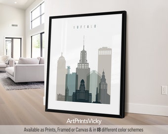 Buffalo NY Print, Poster Skyline, Buffalo NY Wall Art, Travel Poster, City Art, Personalised print | ArtPrintsVicky