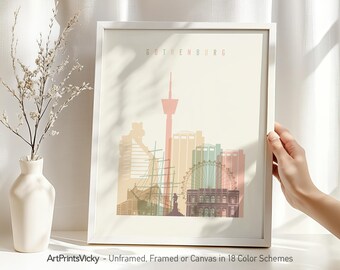 Gothenburg Poster, Gothenburg Wall art Print, Gothenburg skyline, Travel Decor, Personalised City Print | ArtPrintsVicky