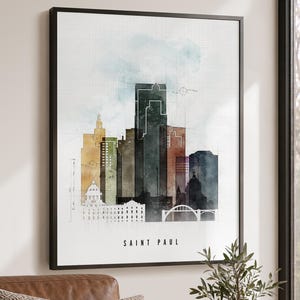 Saint Paul Wall Art Print, Twin Cities MN Skyline Poster, Frame and Canvas options image 1