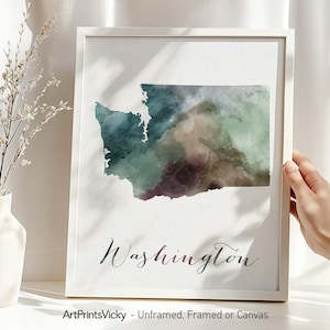 Washington map poster print | Personalised gifts wall art | Decor for home and office | ArtPrintsVicky