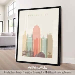 Kansas City print, Kansas City poster skyline, travel print, City print, personalised gift | ArtPrintsVicky