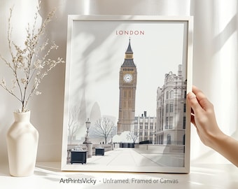 London Wall Art Print, Travel Poster, Big Ben Art for Minimalist Decor for Home or Office, Personalized Gift | ArtPrintsVicky