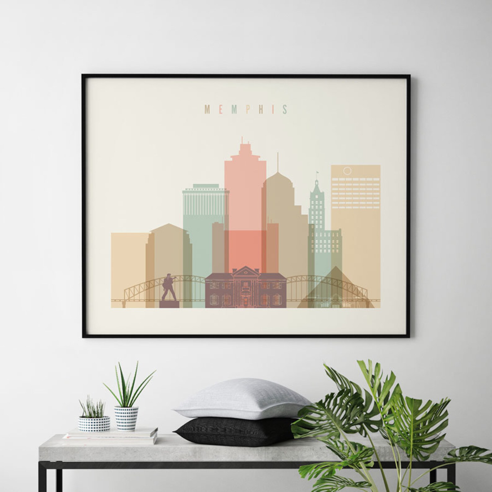 Memphis wall art Memphis skyline prints poster Tennessee Etsy