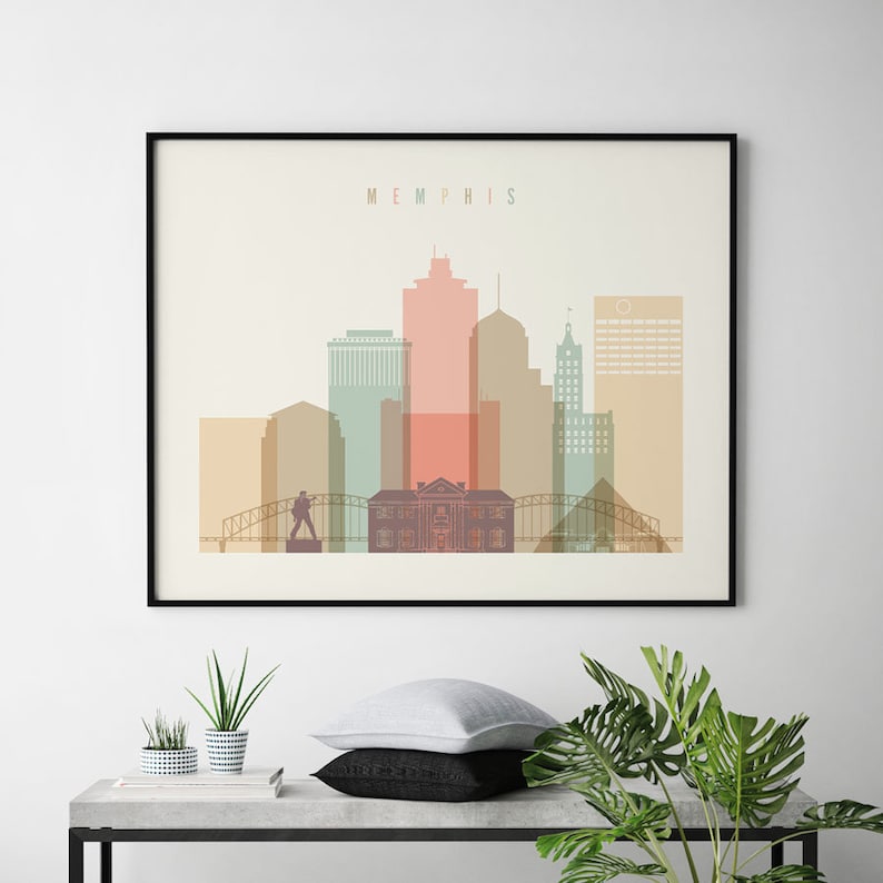 Memphis wall art Memphis skyline prints poster Tennessee Etsy