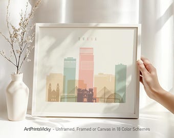 Omaha print, wall art skyline, Omaha poster, Nebraska city travel print, Personalised print | ArtPrintsVicky