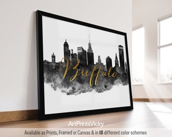 Buffalo NY Print, Poster Skyline, Buffalo NY Wall Art, Travel Poster, City Art, Personalised print | ArtPrintsVicky