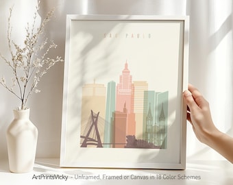 Sao Paulo poster, print Sao Paulo skyline wall art, Brazil cityscape, Travel poster, City print, Travel gift, Office decor | ArtPrintsVicky