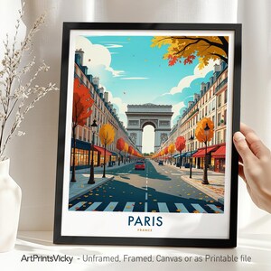 Paris Arc de Triomphe Print: Retro France Travel Poster