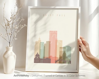 Saint Paul MN print, skyline poster, Twin Cities wall art, Travel gifts, Personalised prints | ArtPrintsVicky