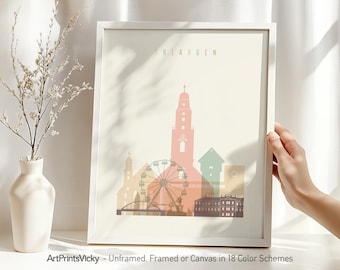 Erlangen Poster, Art Print Skyline, Travel Decor, Personalised City Print | ArtPrintsVicky