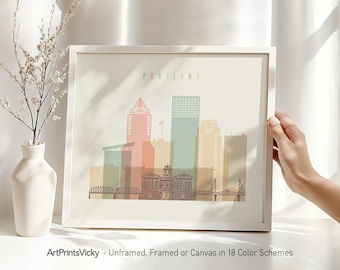 Portland Wall Art Print - Pastel Skyline Poster | ArtPrintsVicky