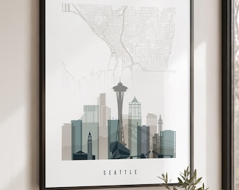 Seattle Map Wall Art Print, City Poster for Home or Office Decor