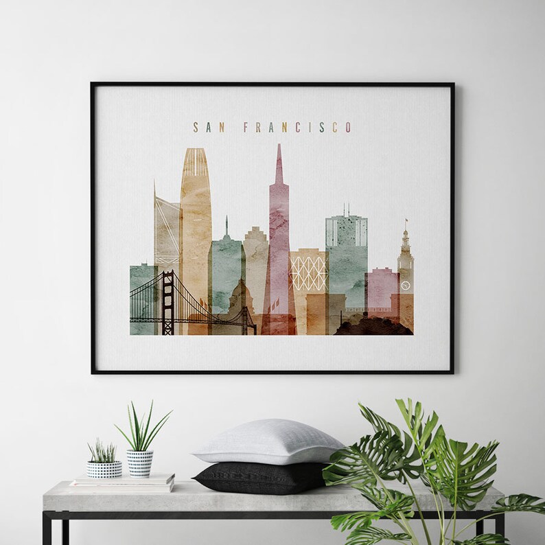 San Francisco art print San Francisco poster skyline Etsy