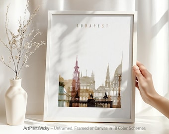 Budapest skyline print, poster, Budapest wall art, Home decor, Travel Gift | ArtPrintsVicky