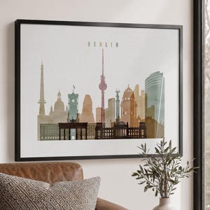 Berlin Wall Art Print, Skyline Poster, Cityscape Travel Decor