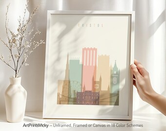 Bristol Skyline Print, Bristol Wall art Poster | ArtPrintsVicky