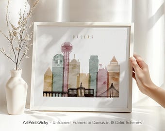 Dallas skyline wall art print, Dallas poster, city prints, Texas cityscape, Travel poster, Home Decor, Gift |  ArtPrintsVicky