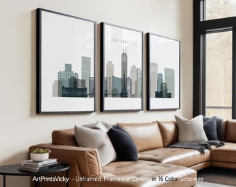 Indianapolis 3 Piece Wall Art Prints, Indianapolis Skyline Poster Set | ArtPrintsVicky