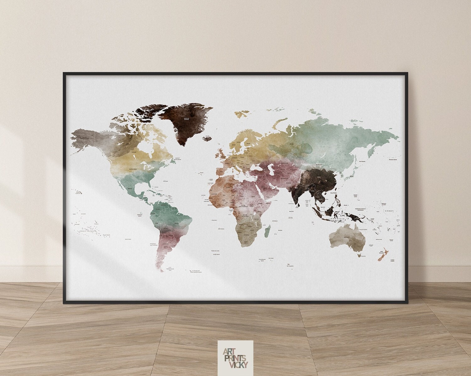 World Map Atlas Large Poster Art Print Personalised A0 A1 A2 A3 A4 Maxi 