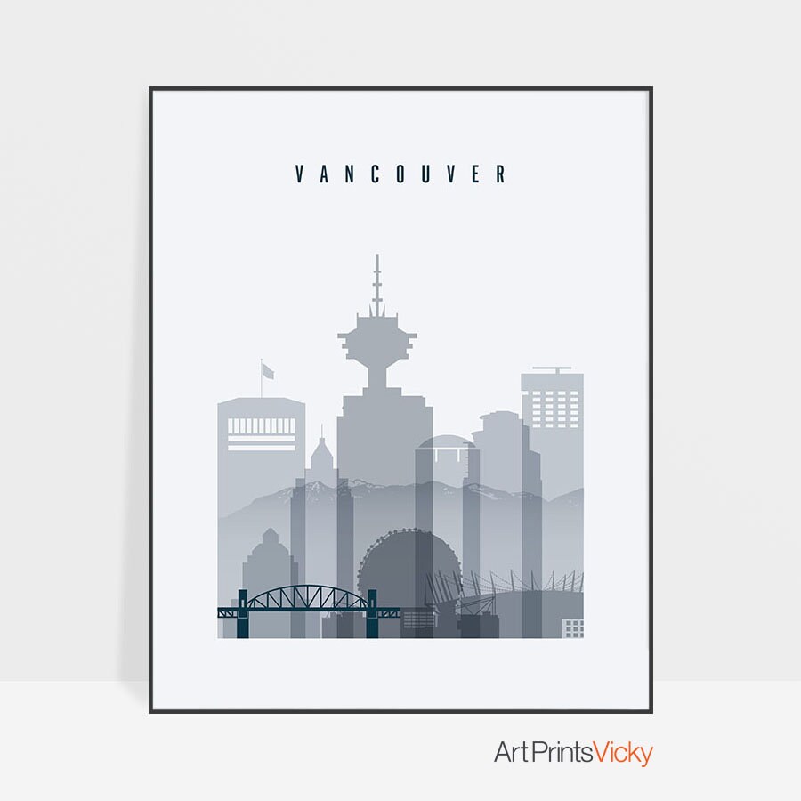 Art & Collectibles Giclée home decor Vancouver skyline wall art