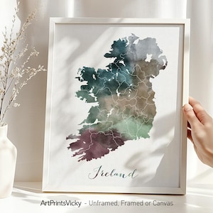 Ireland map poster print | Personalised gifts wall art | Decor for home and office | ArtPrintsVicky