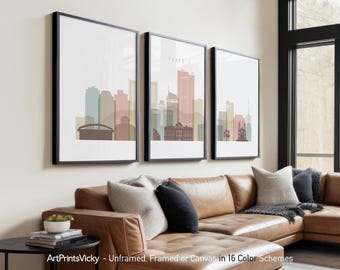 Phoenix 3 Piece Wall Art Prints, Phoenix Skyline Poster Set | ArtPrintsVicky