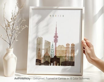 Munich poster, Munich print wall art, Germany cityscape, travel gifts, city poster, customised prints | ArtPrintsVicky