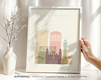 Las Palmas print, wall art poster, Spain cityscape, Travel poster, City print, Travel gifts, Office decor | ArtPrintsVicky
