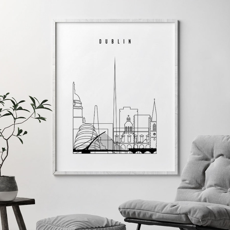 Dublin skyline poster Dublin wall art line art print Dublin Etsy