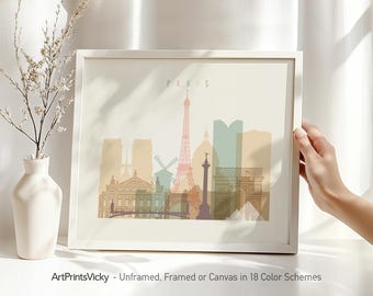 Paris Art Print, Poster, Wall art, France cityscape, Paris skyline, Travel Gift, City poster, Home Decor | ArtPrintsVicky