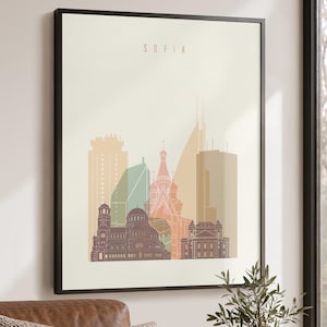 Sofia Bulgaria Wall Art Print, Skyline Poster, Cityscape Travel Decor