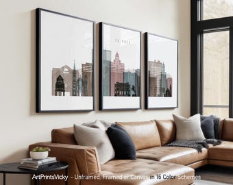 El Paso 3 Piece Wall Art Prints, El Paso Skyline Poster Set | ArtPrintsVicky