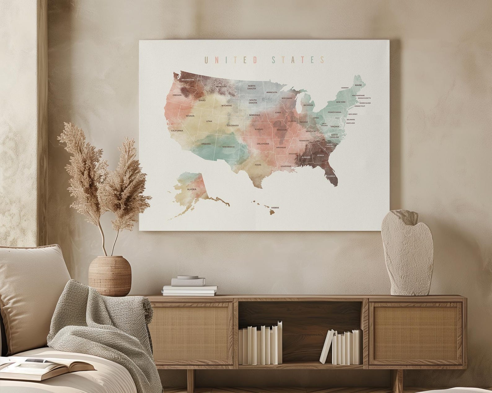 United States Map Art Print, Personalized USA Map Poster for Home ...