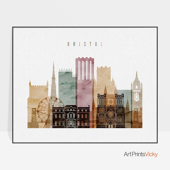 Bristol skyline Bristol print Bristol poster Bristol wall Etsy